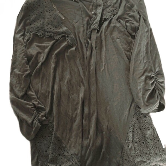 G COLLECTION Army Green lightweight Open Cardigan-size L - Picture 2 of 5